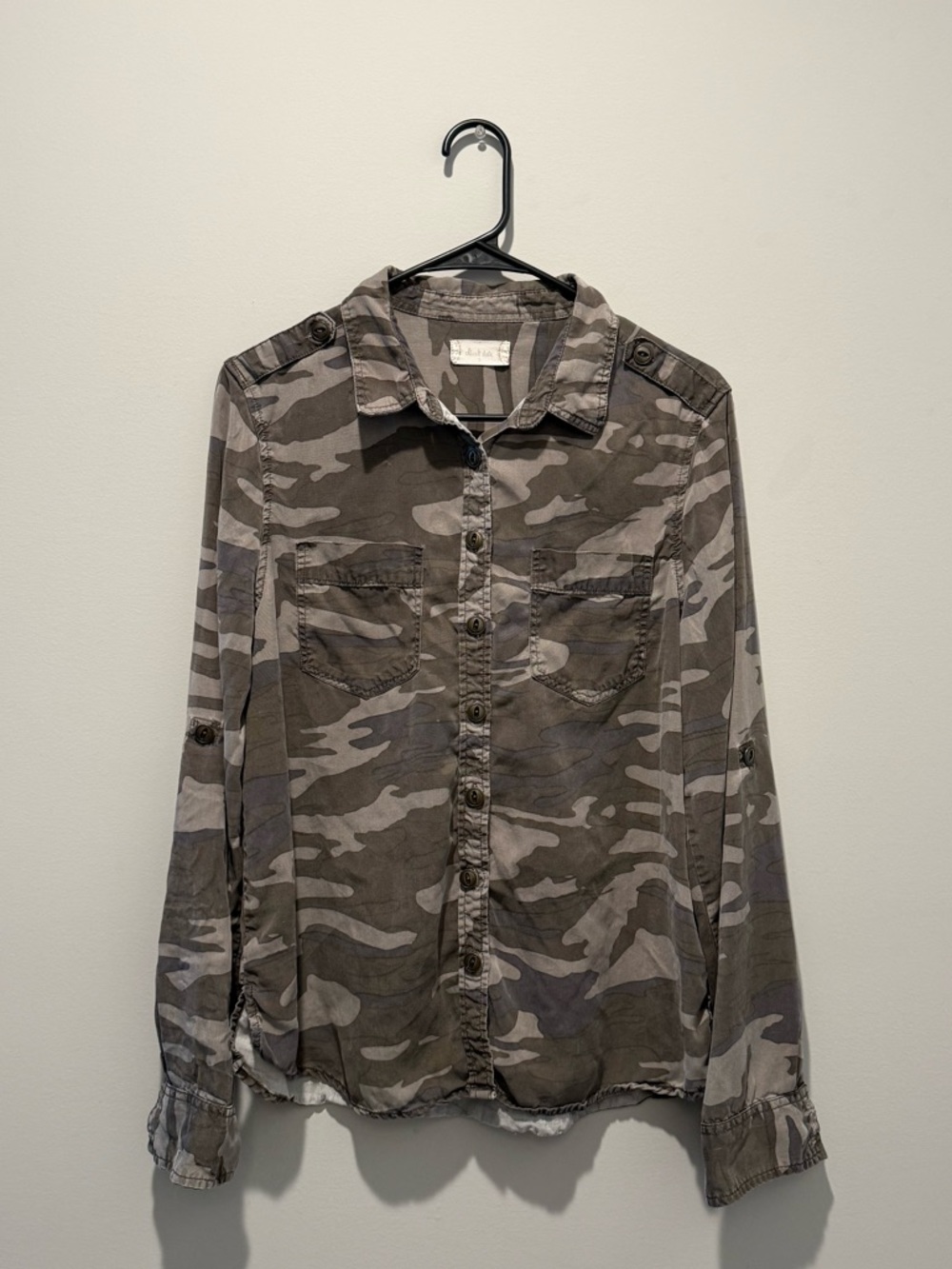 Altar'd State Women's Camouflage Button-Down Shirt Jacket - Brown & Gray